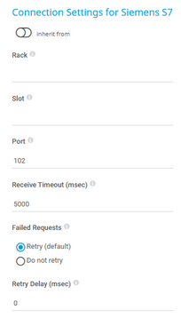 Connection Settings for Siemens S7